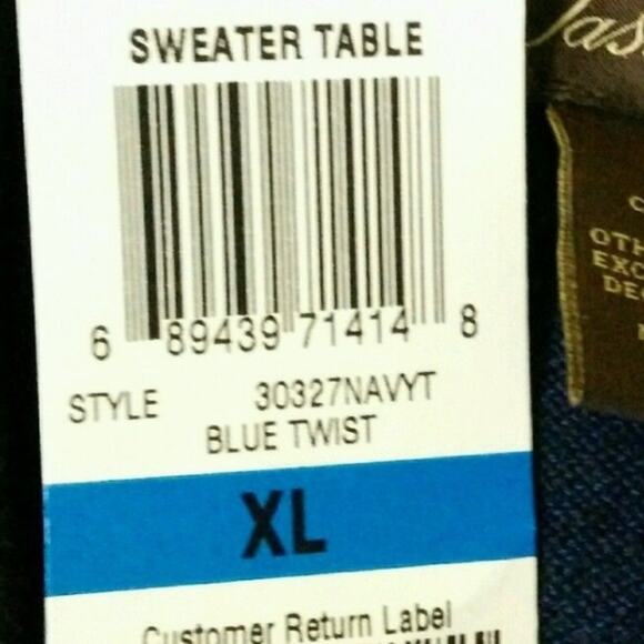 Tasso Elba Plaid Sweater Quarter Zip Window Pane Pullover XL Blue Cotton Mens - Picture 4 of 5